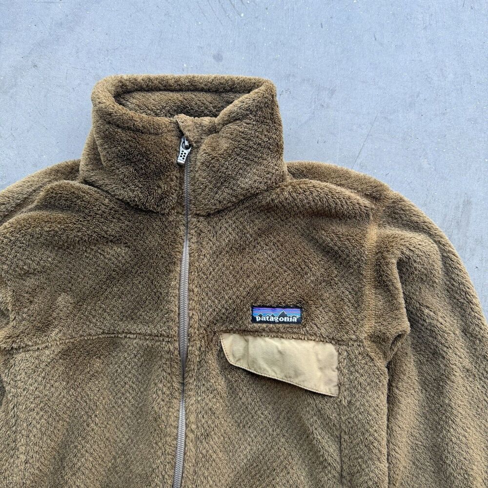 Patagonia Womens S Brown Full Zip Re-Tool Fuzzy Fleece Jacket Casual Outdoor - Picture 2 of 8